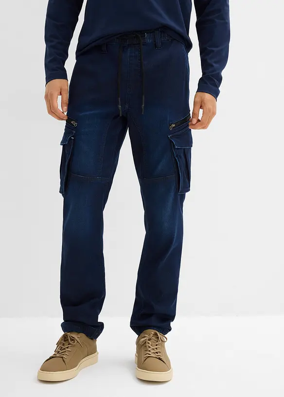 Jogger droit effet jean et poches cargo, Regular, bonprix