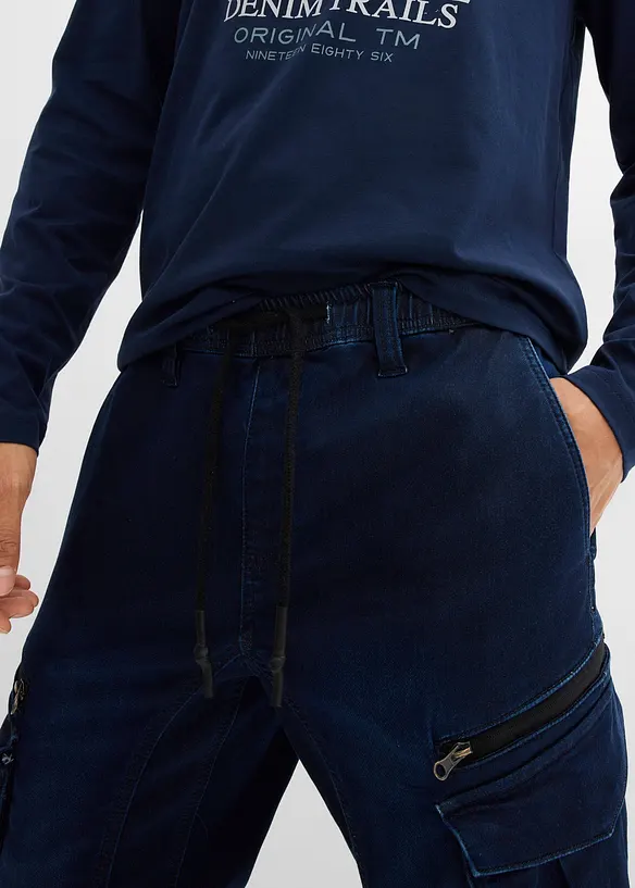Jogger droit effet jean et poches cargo, Regular, bonprix