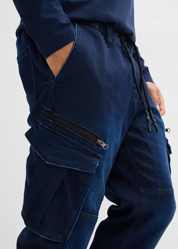 Jogger droit effet jean et poches cargo, Regular, bonprix