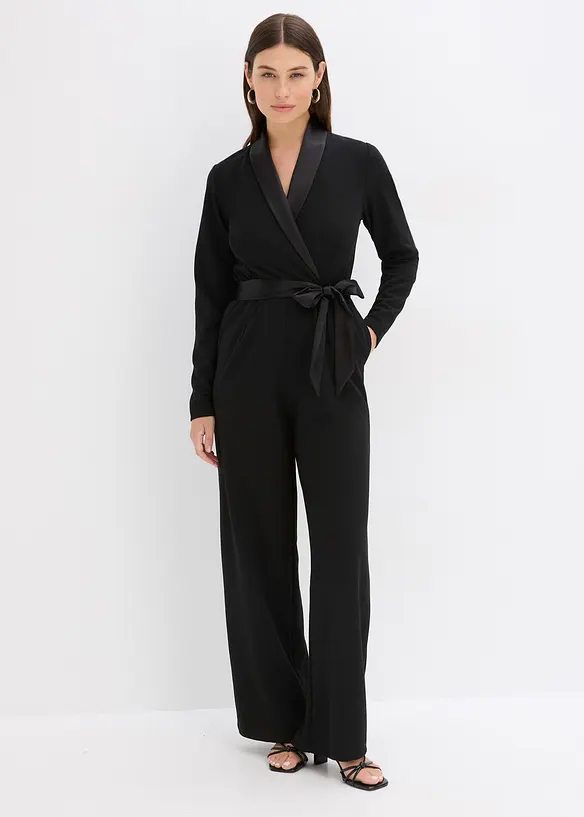 Combinaison en crêpe texturé avec empiècement en satin, bonprix