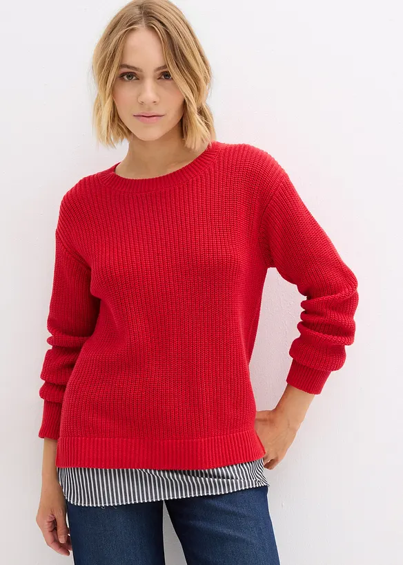 Pull à empiècement chemisier, bonprix