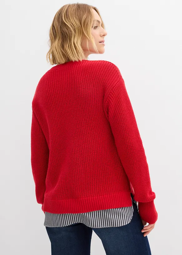 Pull à empiècement chemisier, bonprix