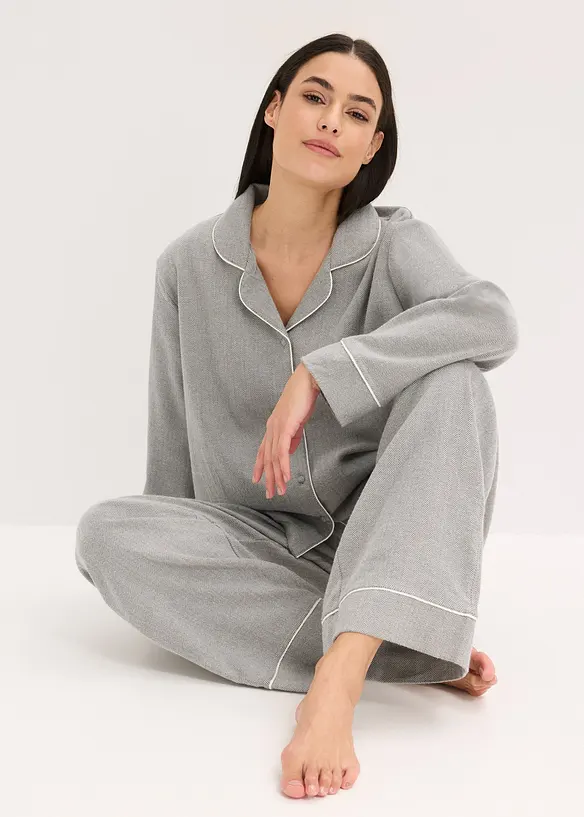 Pyjama tissé en flanelle avec motif chevrons, bonprix