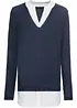 Pull en fine maille empiècement chemisier, bonprix