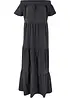 Robe longue en jersey coton avec volants et encolure Bardot, bonprix