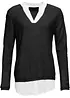 Pull en fine maille empiècement chemisier, bonprix