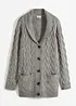 Gilet en maille à col châle et motif torsadé, bonprix