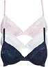 Lot de 3 soutiens-gorge push-up avec dentelle, bonprix
