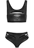Brassière + slip ouvert en wetlook (ens. 2 pces), bonprix