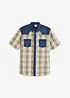 Chemise manches courtes avec empiècement en jean, bonprix