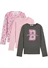 Lot de 3 T-shirts manches longues 100% coton, bonprix