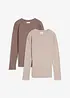 Lot de 2 T-shirts côtelés, bonprix