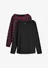 Lot de 2 T-shirts manches longues à encolure bateau, bonprix