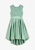 Robe courte devant, longue derrière en satin brillant avec dentelle, bonprix