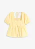 Blouse à manches bouffantes et encolure boutonnée, bonprix