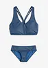 Bikini brassière (ens. 2 pces) aspect jean, bonprix