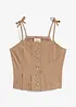 Top à fines bretelles en toile de coton extensible, bonprix