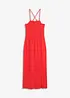 Robe midi en jersey avec empiècement smocké et fente, bonprix