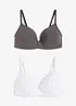 Lot de 2 soutiens-gorge coton à coques sans armatures, bonprix