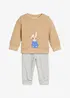T-shirt manches longues et pantalon molletonné 100% coton (ens. 2 pces), bonprix