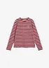 T-shirt manches longues rayé à broderies, bonprix