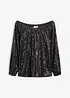 T-shirt oversize à sequins encolure Bardot, bonprix