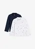 Lot de 2 T-shirts manches longues en coton extensible, bonprix