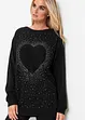 Pull uni avec strass, bonprix