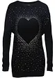 Pull uni avec strass, bonprix