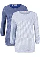 Lot de 2 T-shirts imprimés, manches 3/4, bonprix