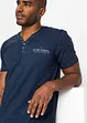 T-shirt col tunisien, aspect délavé, 100% coton, bonprix