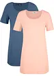 Lot de 2 T-shirts longs basiques, manches courtes, bonprix