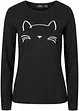 T-shirt manches longues à imprimé chat, bonprix