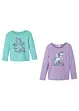 Lot de 2 t-shirts manches longues fille en coton, bonprix