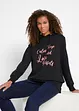 Sweat-shirt sport et féminin avec inscription métallisée, fentes latérales pour une plus grande liberté de mouvement, capuche., bonprix