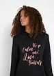 Sweat-shirt sport et féminin avec inscription métallisée, fentes latérales pour une plus grande liberté de mouvement, capuche., bonprix