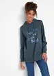 Sweat-shirt sport et féminin avec inscription métallisée, fentes latérales pour une plus grande liberté de mouvement, capuche., bonprix