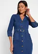 Robe midi en jean avec ceinture, bonprix