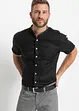 Chemise manches courtes en lin à col montant, bonprix