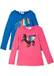 Lot de 2 T-shirts manches longues fille, bonprix