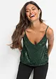Top à bretelles fines et sequins, matière douce, bonprix