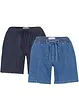 Lot de 2 shorts en jean extensible, bonprix