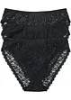 Lot de 3 slips Maxi échancrés en dentelle recyclée, bonprix