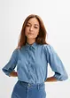 Blouse en jean avec manches bouffantes en coton, bonprix