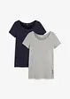 Lot de 2 T-shirts longs avec inscription, bonprix