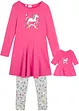 Robe en jersey + legging et robe de poupée (ens. 3 pces), bonprix