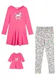 Robe en jersey + legging et robe de poupée (ens. 3 pces), bonprix