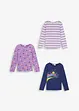 Lot de 3 T-shirts manches longues 100% coton, bonprix