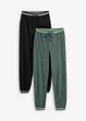 Lot de 2 pantalons molletonnés en coton mélangé, bonprix