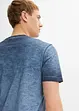 T-shirt col tunisien en 100% coton, aspect délavé, bonprix